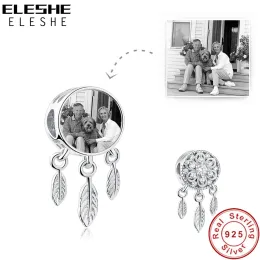 구슬 eleshe snowflake dreamcatcher 925 Sterling Silver CZ Charm Bead Fit 원래 매력 팔찌 맞춤형 사진 크리스마스 보석