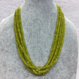 Necklaces Luxury Olivine Green Necklace Peridot Color 1/3/6Strands Adjustable Multilayer Faceted Beaded Chain Choker for Prom Gift