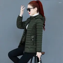 Women's Down 2024 Autumn Winter Jacket Slim Short Parkas Casual Cotton Padded Warm Clothes Hooded Coats Solid Female Outwear