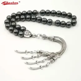 Bracelets Man's Tasbih Natural Stone Hematite Metal Tassel Cheap Price and Good Quality Prayer Beads 33 66 99 Beads Islam Rosary