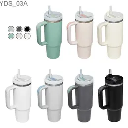 Vattenflaskor 40oz muggtumare med handtag isolerad tumlare med lock Straw rostfritt stål kaffetumbler termos cup med varumärke YQ240221