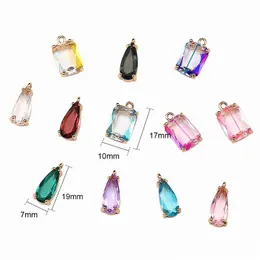 Charms New Arrival Diy K9 Crystal Pendant Charms For Necklace Earring Colorf Water Drop Square Transparent Pendants Jewelry Accessorie Dhcsn