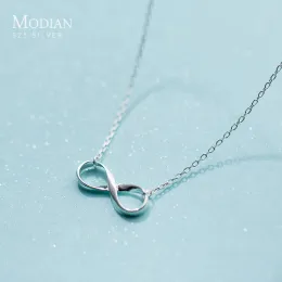 Halsband Modian New Silver 925 Romantic Infinite Love Pendant Necklace Pendant For Women Sterling Silver Chain Female Fashion Smycken