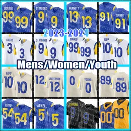 Cooper Kupp 9 Matthew Stafford Football Jersey Los Angeleses Rames 99 Aaron Donald Cam Akers Stetson Van Jefferson Kobie Turner Leonard Floyd Tutu Atwell C02