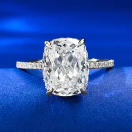 Ringar 2023 Ny S925 Silver Fat Sugar Ring önskar europeiska och amerikanska tillbehör Fyra klo vit fyrkantig diamant