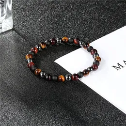 Braccialetti di collegamento Aizhixiu 6MM Pietra naturale a strisce Bracciale con perline Donna Nero Perline maledizione Uomo Elastico Hombres Pulseras