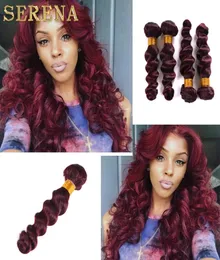 8a Fasci di capelli rossi ondulati brasiliani sciolti 4 pezzi Tessuto rosso capelli umani bordeaux vino rosso 99j Virgin brasiliano sciolto Anuty Funmi 2670277