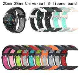 Corrente 20mm/22mm pulseira esportiva para galaxy watch 42/46mm pulseira de silicone para amazfit gtr 47mm para huawei gt 2e pulseira respirável