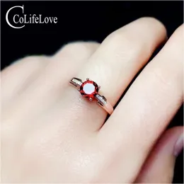 Rings CoLife Jewelry 925 Silver Garnet Engagement Ring for Woman 6mm Natural Garnet Ring Fashion Silver Jewelry Free Jewelry Box