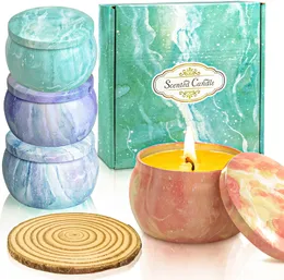 Cented Candles Gifts Set For Women Vanilla Lavender Sage Lemon Aromaterapy Candles for Home Socken Soy Wax Jar Candle 4 PCS 4,4 oz för stressavlastning