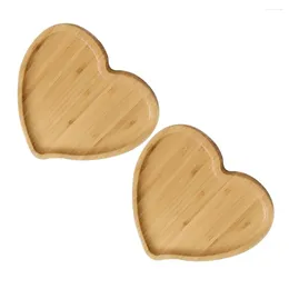 Dinnerware Sets Heart Shaped Eco-friendly Bamboo Wooden Tray Tea Coffee Serving Plate Fruit Bread Dishes Snack For Home