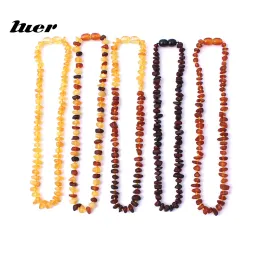 Necklaces LUER 16 Colors Amber Teething Bracelet/Necklace for Baby/Raw Amber Drooling Highest Quality Certified Raw Ambers Jewelry/Unisex