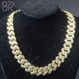 Hip Hop Style 18mm Vvs Moissanite Cuban Necklace Iced Out Round Brilliant Cut Gold Plated 925 Silver Fine Chain Jewelry