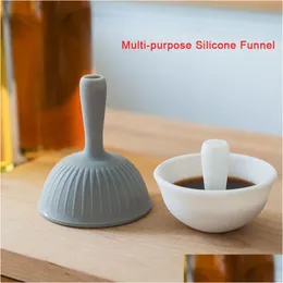 Other Kitchen Tools Tool Mini Sile Funnel Mtifunction Splash Proof Non-Sticky Oil Funnels Seasoning Dish Liquid Transfer Drop Delive Dh14U