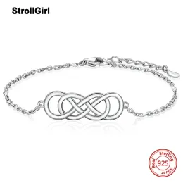 Bangles 925 Sterling Silver Infinity Pendant Adjustable Bracelet Endless Love Celtic Knot Bangle For Women Wedding Engagement Jewelry