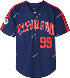 Бейсбольный трикотаж на заказ, мужская одежда в стиле хип-хоп Ricky Vaughn 99 из фильма 90-х, сшитая спортивная рубашка для болельщиков, темно-синий, серый, белый