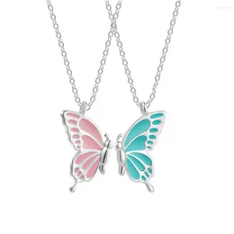 Collane con ciondolo Farfalla colorata per donne Coppie di amici Cuciture alla moda Gioielli BFF Regali per fidanzate