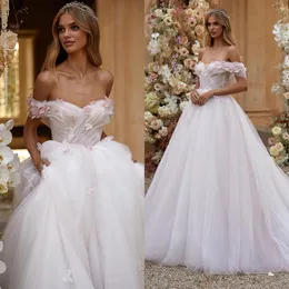 Off The Shoulder Floral 2024 Wedding Dresses Appliqued Bridal Gowns For Bride Sexy Tulle A Line Vestidos De Novia