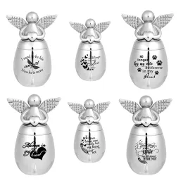 Necklaces Small Keepsake Urns for Human Ashes Stainless Steel Angel Wings Heart Mini Cremation Memorial Urns for Ashes Jewelry Dropship
