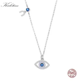 Wisiorki Kaletine Złe oko Naszyjnik 925 SREBRY SREBRNE KOBIETY Luksusowe marka Blue Stone CZ Turkish Jewelry Mass