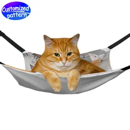 Custom pet hammock HD pattern Compact storage convenient space saving Metal hook connection Comfortable breathable canvas 268g grey