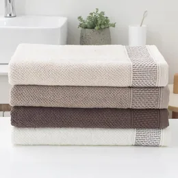 Handtuch Baumwolle Männer Dicke Badezimmer Weich Und Bequem Für Erwachsene Strand Wasserabsorbierend 70x140cm Weiß Braun