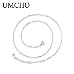 Necklaces UMCHO Solid 925 Silver Necklaces 18 inch/ 45 cm Italy Cable Chain Party For Women Engagement Pendents Gifts Fine Jewelry