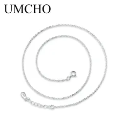 Naszyjniki Umcho Solid 925 Srebrne naszyjniki 18 cali/ 45 cm Włochy Łańcuch kabli Party dla kobiet Pendents Prezenty Prezenty Fine Jewelry