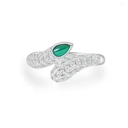 Cluster Rings 925 Silver Droplet 3 5 Pure 0.3 Grandmother Green Snake Fine Tail Ring Exquisite Wedding