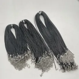 ネックレスファッション1.5mm 2.0mm 45cm 60cm 70cm混合ブラックワックスロープロブスタークラスプネックレスストラップジュエリーペンダントコード100pc無料配送