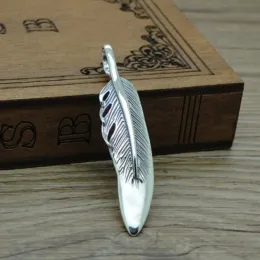 Pendants Unibabe Real silver feather Pendant men women S925 pure Silver san feath pendant style design pendant Jewelry Gift