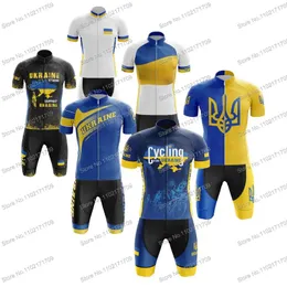 Racing Sets Cycling For Ukraine Team Jersey Set Mens Womens Summer Clothing Blue MTB Road Bike Shirt Suit Bicycle Bibshort