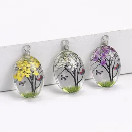 Charms Fashion Design Time Gems Dried Flower Pendant For Necklaces Earring Glass Oval Terrarium Charm Diy Jewelry Drop Deliv Dhgarden Dhkgn