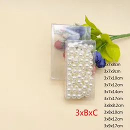 Jewelry Pouches 50pcs 3xBxC Transparent Wedding Gift Box Clear PVC Plastic Boxes For Christmas Candy Packaging Boxs Storage Open 2 Side