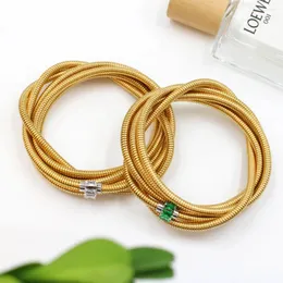 Bangle Women's Multi-Layer 18k Gold Plated Stainless Steel Bracelet Charm 3 Colors CZ Punk Daily Wear Jewelry