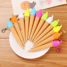 6Pcs Novelty Cute Pens Novel Ice Cream Funny School Gel Pen Kawaii Ballpoint Item Girl Stationery Student Kids Prize Gift Thing