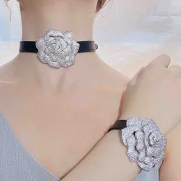 Pendants Big Flower Lab Diamond cz Pendant 925 Sterling Silver Party Wedding Chocker Necklace Pendants For Women Bridal Fine Jewelry Gift