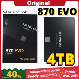 Lådor 870 EVO SSD 4TB SATA III Internt fast tillståndskiva Ny 870 EVO 500 GB 1TB 2TB 560MB/S MLC HDD för PC -bärbar dator eller skrivbord 2,5 tum