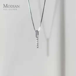 Collane Modian Scintillanti Zirconi Rettangolo geometrico Ciondolo in argento sterling 925 per le donne Collana regolabile Gioielleria raffinata in stile coreano