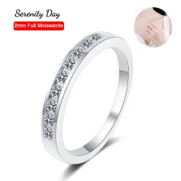 Rings Serenity Day S925 Sterling Silver Plate Pt950 Band Fine Jewelry D Color 9 Stones 2mm Full Moissanite One Word Row Ring For Women