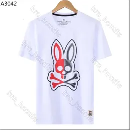 心理バニーメンズTシャツラビットプリントメンデザイナースカルウサギクレイジー心理ウサギ高品質ラウンドネックシャツPhyscho Bunny Psyco Bunny 521