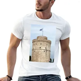 Polo da uomo Salonicco Famoso punto di riferimento T-shirt Torre bianca Neri Ragazzi Bianchi Magliette carine Magliette nere da uomo
