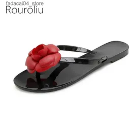 Terlik Rouroliu Kadınlar Yaz Yeni Moda Konforlu Slip Donantı Çiçek Flip Flops Dışarıda Kaçak Dışları Mix Renkler Jelly Ayakkabı Kadın RB265 Q240221