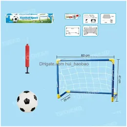 Balls Boys Soccer Game Premium Portable Måluppsättning med Ball Air Pump inomhus utomhus Hållbara fotbollsträning Sportbarn Roliga leksaker DH2S7