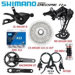 Велосипедные переключатели SHIMANO DEORE M5100 11S, групповой переключатель MT200, гидравлический дисковый тормоз CS-M5100, кассетная цепь Racework XT BB52, комплект для велосипеда