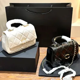 Modedesigner väska oljevax fårskinn glans mjuk och smart söt söt full storlek 24 handtag fyrkantig väska