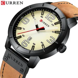 패션 브랜드 Curren Classic Men 's Watch 방수 날짜 가죽 스트랩 아날로그 군용 쿼츠 손목 시계 Erkek Kol Saat2237