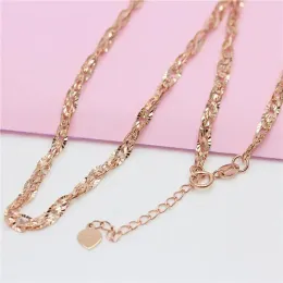 Colares jóias femininas 585 Purple ouro banhado 14k Rose Gold Shiny Hollow Chain Charby Colar Light Luxury Sweet Charm Engagement