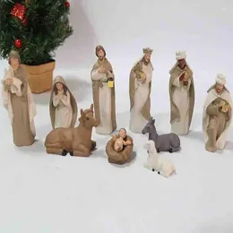 Decorative Figurines 2024 Birth Christmas Crib Nativity Scene Figures Catholic Christian Decor Home Decoration Orthodox Manger Church