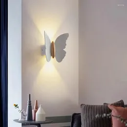 Wall Lamp LED Lights Butterfly Simple Creative Gallery Study Bedroom Villa Garden Courtyard Double Head Indoor Lamps